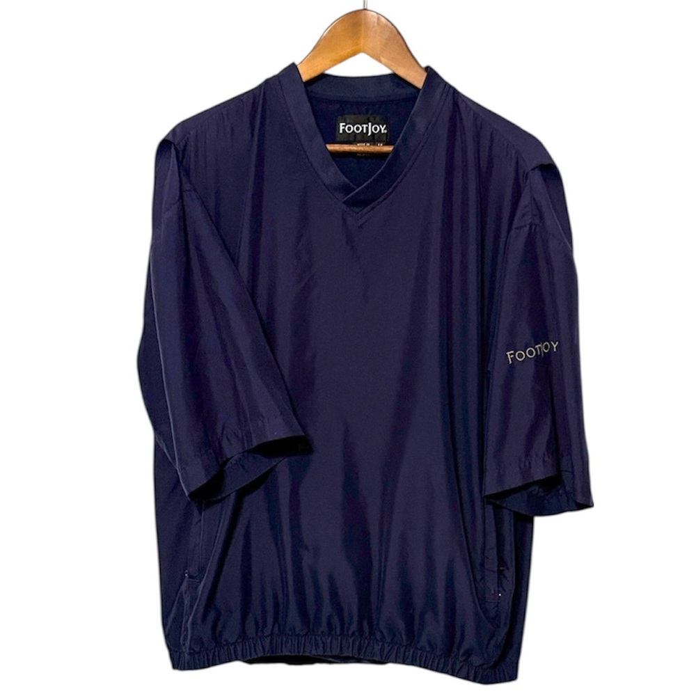 FootJoy FJ Windbreaker Short Sleeve Pullover Golf Jacket Navy Blue Medium